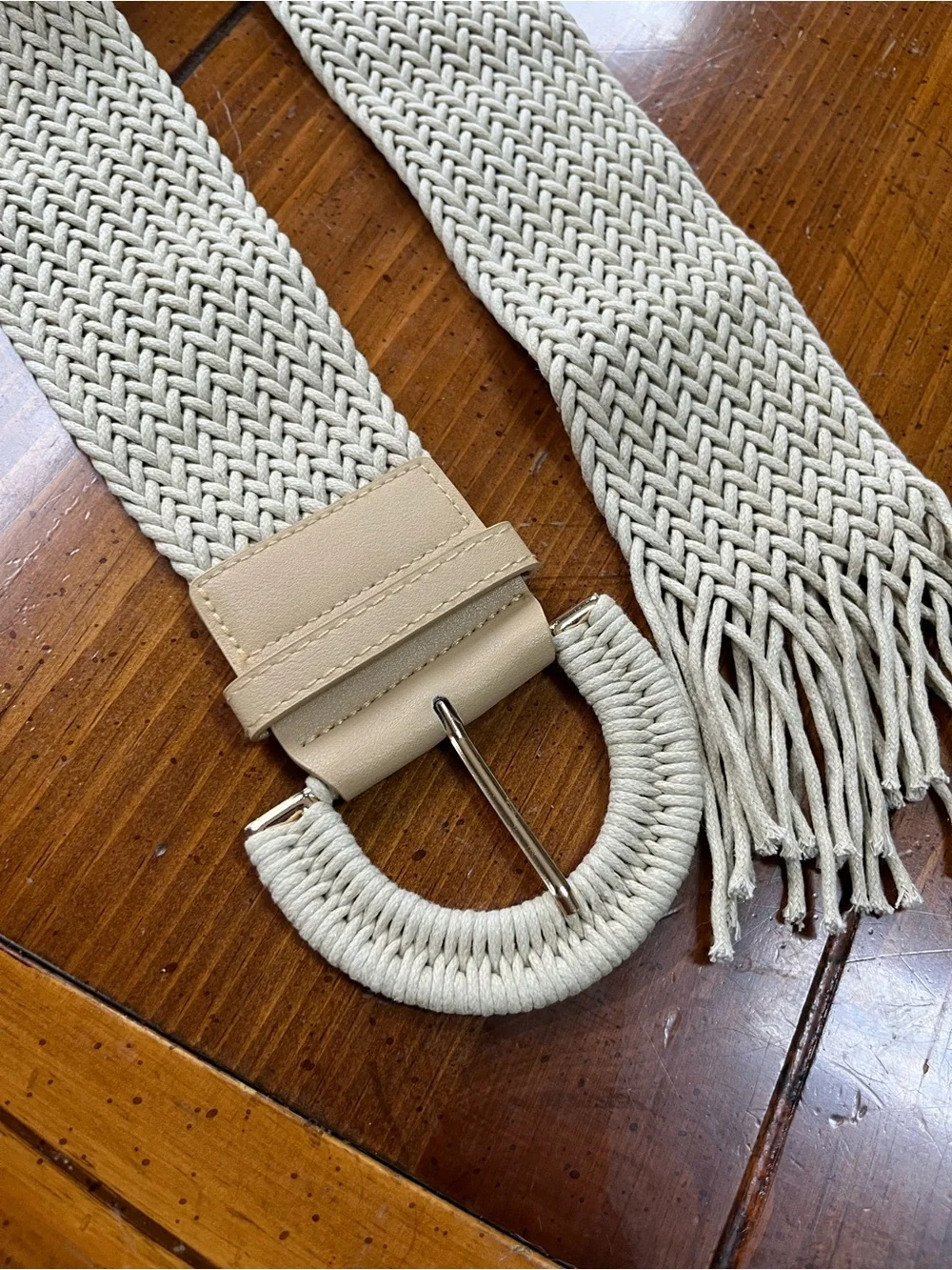 Boho Wide Braided Woven Fringed Waist Belt OS EUC